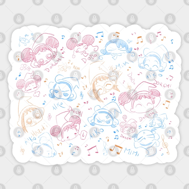 Ojamajo Doremi Doodle (White) Sticker by Yasimuf